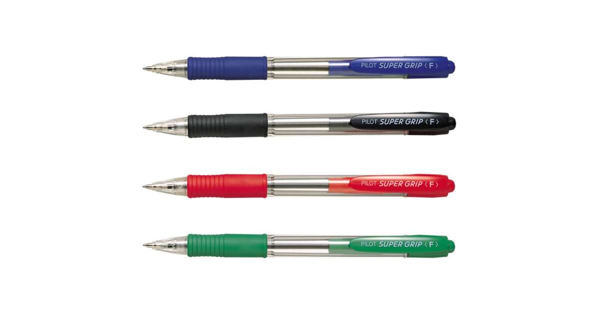 Ballpoint pen 0,7 push button super grip fine pilot, writing colour green