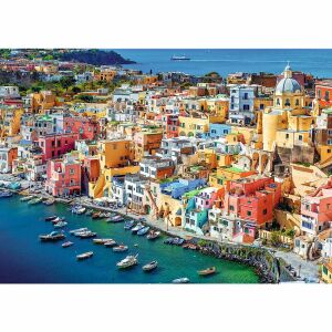 Vedere detaliată a puzzle-ului Trefl Insula Procida finalizat - Puzzle 3D & Puzzle cu burete