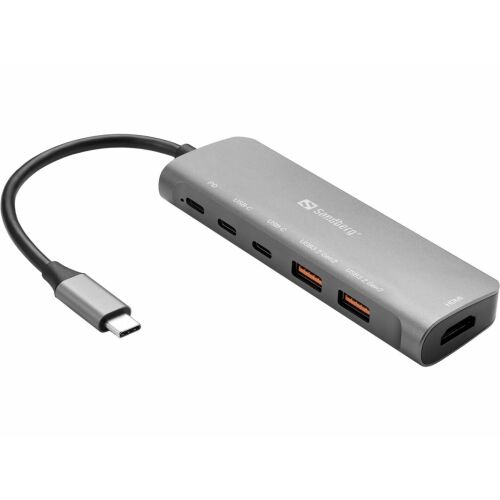 Sandberg USB-C Dock mit HDMI, USB-A und USB-C Anschlüssen