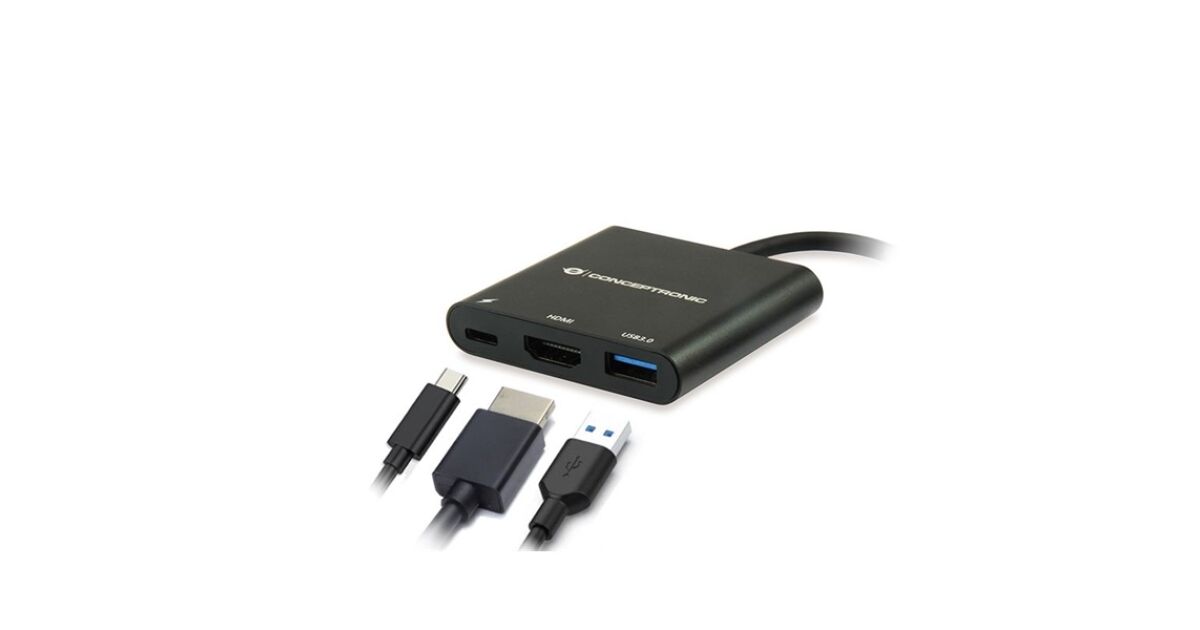 Conceptronic DONN01B dokkoló állomás és port replikátor USB 3.2 Gen 1 (3.1 Gen 1) Type-C Fekete 126452993