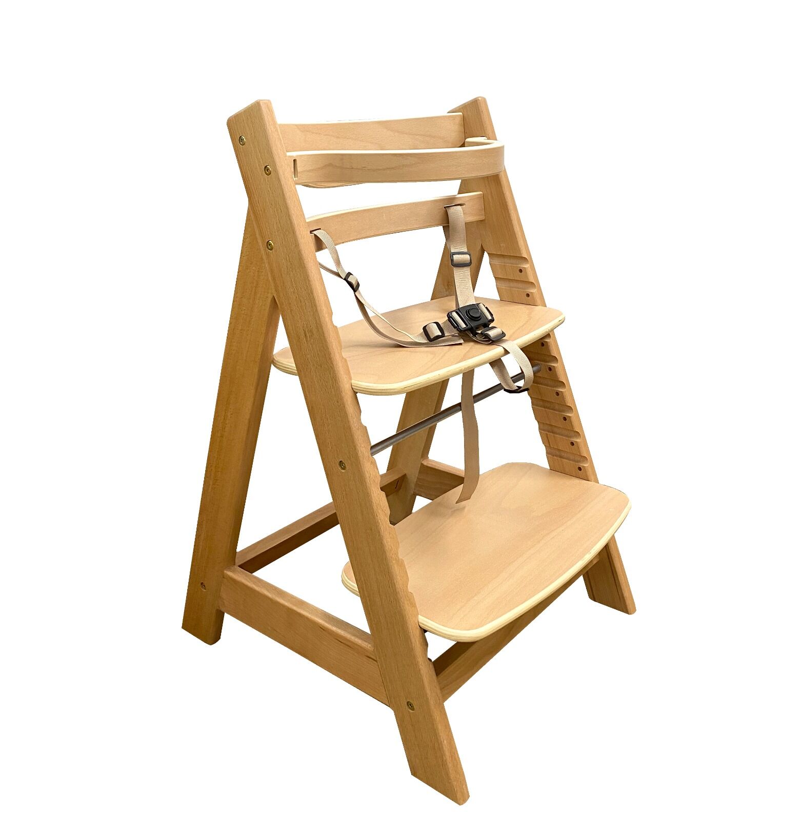 Pepita Rustica átalakítható 3in1 fa Etetőszék biztonsági övvel - barna