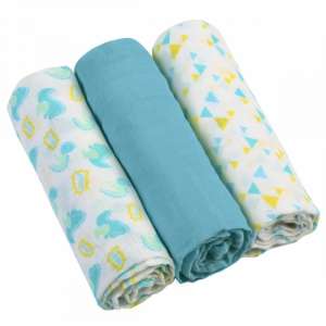 BabyOno színes Textil pelenka 3db - Dínó #kék 30332243 Textil pelenkák