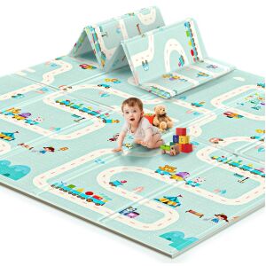 Pepita összehajtható kétoldalas Játszószőnyeg 150x200cm - Erdei zsiráf és Álompálya