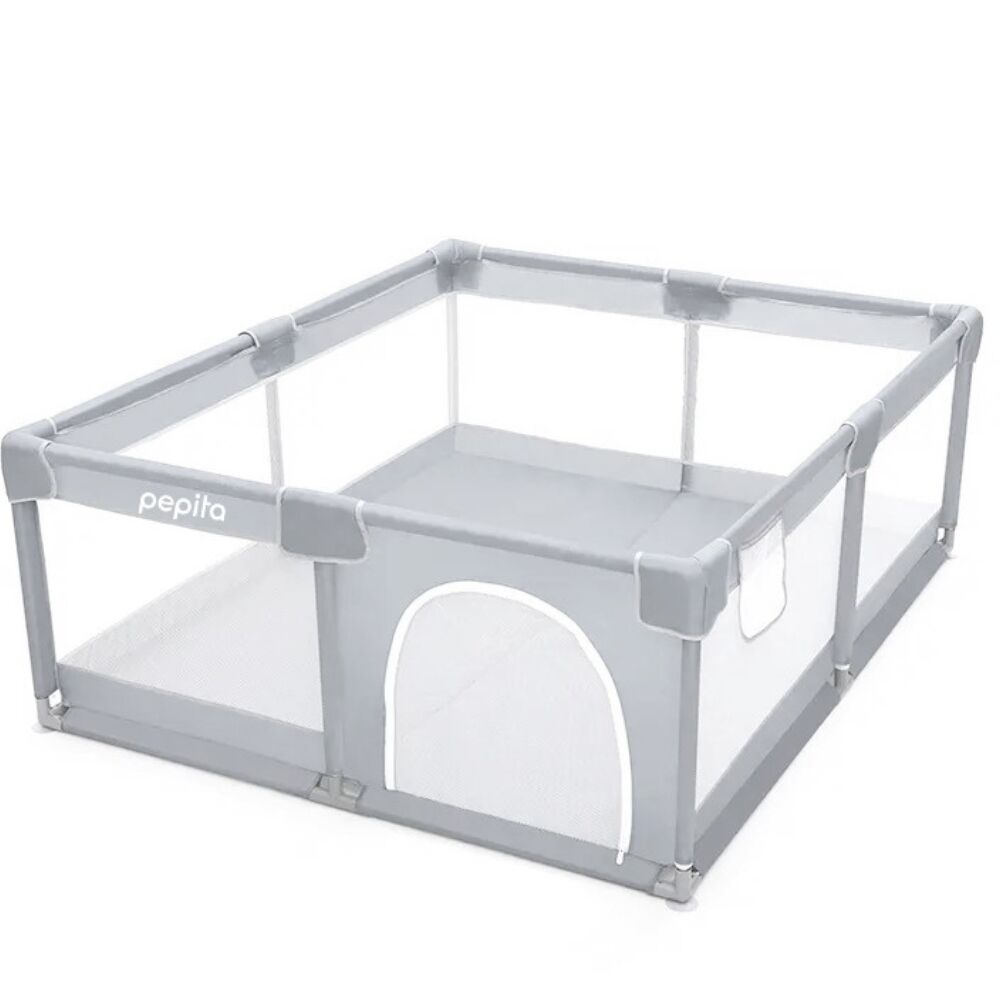 Pepita Járóka lecipzározható oldallal és sarokvédővel 130x130cm - szürke