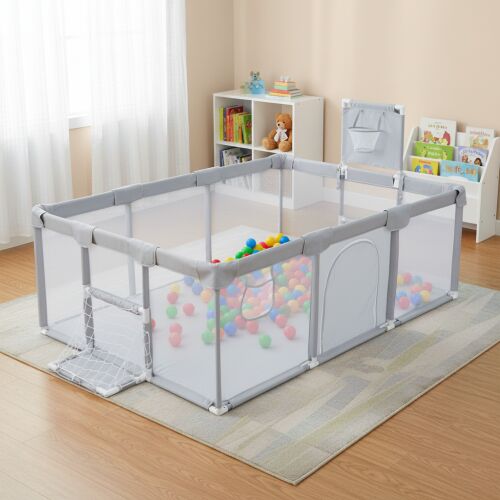 Pepita PLAY Járóka sarok- és ütközésvédővel + kosárpalánkkal 120x180cm #szürke 145397499