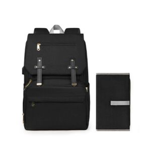 Черна раница за пелени Dollcini с подложка за смяна - Раница