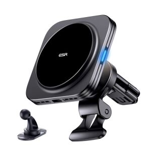 Uchwyt samochodowy z ładowarką ESR Halolock Magnetic Magsafe Vent Car Mount Wireless Charger Qi2 15W Black 126517872 - Becherhalter für Autos