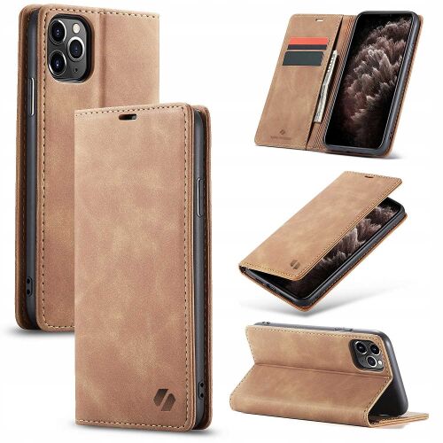 Spacecase iPhone 11 Pro világosbarna pénztárca tok kollázs - Spacecase