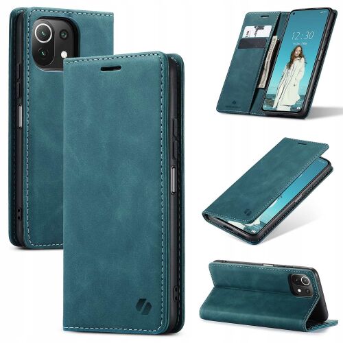 Kollázs a Spacecase Wallet tokról Xiaomi Mi 11 Lite 5G NE kék színben - Spacecase