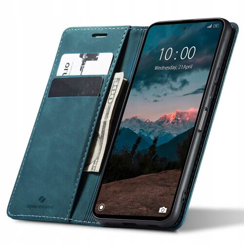 Spacecase kék pénztárca tok Xiaomi Redmi Note 12 4G-hez kártyatartókkal és zsebbel - Spacecase