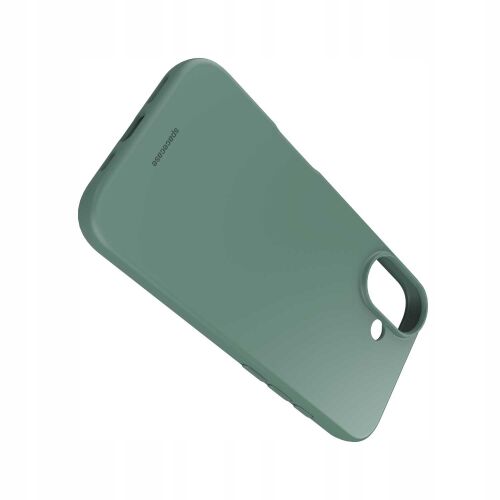Szögletes nézet a Spacecase sötétzöld szilikon tokról iPhone 16-hoz - Sport telefontok