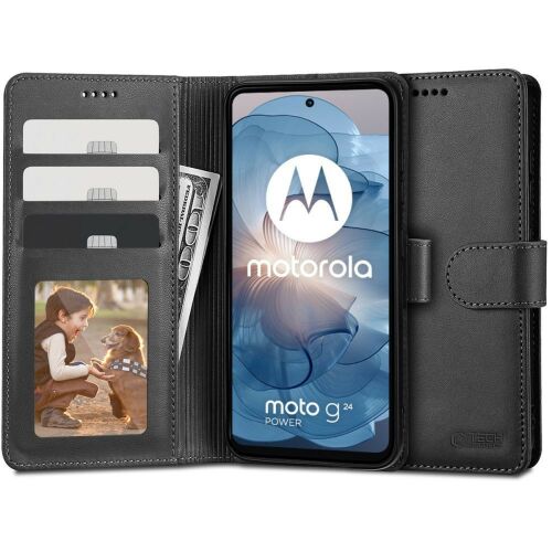 Tech-Protect Wallet Motorola Moto G24 / G24 Power / G04 / E14 Fekete