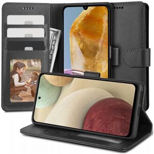 Tech-Protect Wallet Case für Galaxy M15 5G, Schwarz, mit Kartenfächern und Fotohalter - Handyhüllen