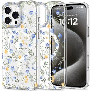 Tech-Protect Magmood iPhone 16 Pro Hülle mit Frühlingsblumenmuster, durchsichtige MagSafe-kompatible Handyhülle - Tech-Protect Handyhüllen