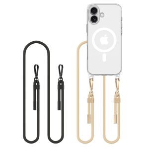 Калъф Tech-Protect Flexair Chain MagSafe за iPhone 16 с черна и бежова връзка - Tech-Protect