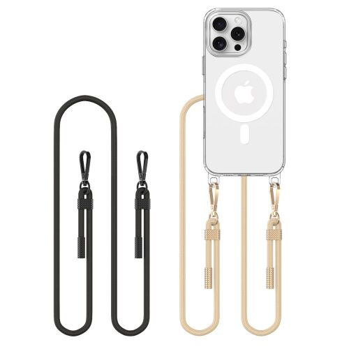 Etui Tech-Protect FlexAir Chain MagSafe do iPhone 16 Pro z czarnymi i taupe paskami