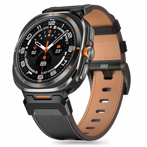 Tech-Protect Delta Pro fekete bőr szíj Samsung Galaxy Watch Ultra 47mm-hez - Tech-Protect
