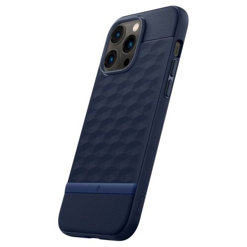 Caseology Parallax MagSafe Midnight Blue iPhone 14 Pro Max Tok ferde nézet - Caseology