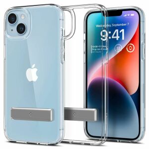 Przezroczyste etui Spigen Ultra Hybrid do iPhone 14 Plus z podstawką na telefonie - Spigen
