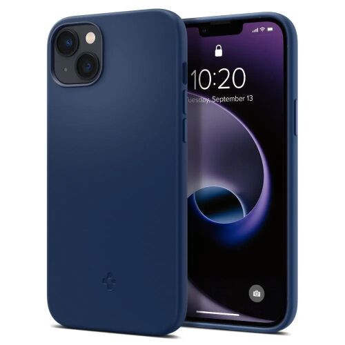 Spigen Silicone Fit MagSafe iPhone 14 Plus Navy Blue Hülle auf Telefon