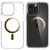 Husă Spigen Ultra Hybrid MagFit Gold pentru iPhone 15 Pro Max, spate transparent cu inel MagSafe auriu, vedere față și spate