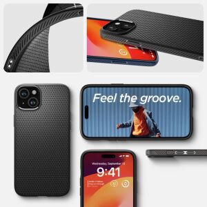 Spigen Liquid Air Matte Black Hülle Collage - iPhone 15 Plus Schutz - Spigen