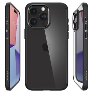 Etui Spigen Ultra Hybrid Matte Black do iPhone 15 Pro - Przezroczysty tył z czarnym bumperem - Spigen