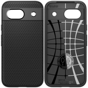 Spigen Liquid Air matt fekete tok Google Pixel 8A-hoz, elölről és hátulról - Spigen