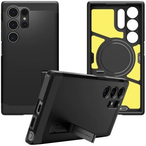 Spigen Tough Armor MagSafe Schwarze Hülle für Samsung Galaxy S24 Ultra mit Ständer - Spigen