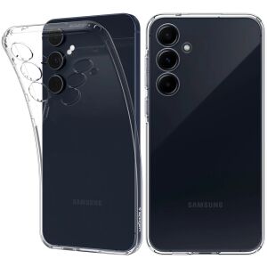 Spigen Liquid Crystal Klare Hülle für Samsung Galaxy A55 5G, Schutz des Telefons demonstrierend - Spigen