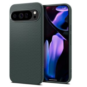 Husă Spigen Liquid Air Abyss Green pe Google Pixel 9 Pro XL, vedere în unghi - Spigen Huse telefon
