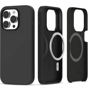 Tech-Protect Черен Силиконов Калъф MagSafe за iPhone 14 Pro - разглобен изглед - Tech-Protect