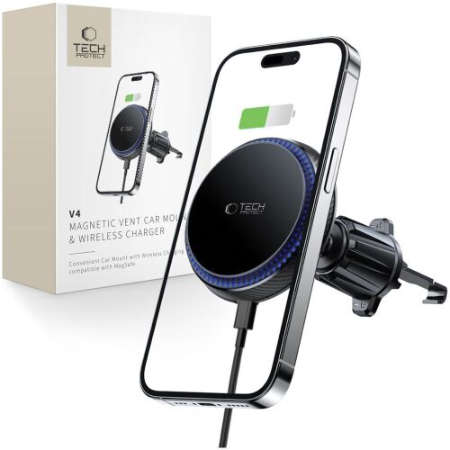 Tech-Protect TECH-PROTECT MM15W-V4 MAGNETIC MAGSAFE VENT CAR MOUNT WIRELESS CHARGER 15W BLACK 126619846