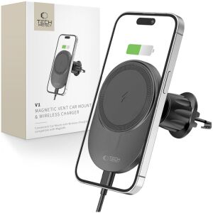 Tech-Protect Magnetyczny Uchwyt Samochodowy MagSafe z Ładowaniem Bezprzewodowym 15W do Kratki Nawiewu Tech-Protect MM15W-V1 czarny 126620289 - Tech-Protect