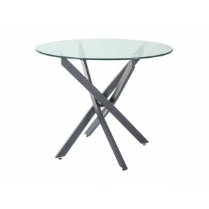 Agis Kerek Edzett Üveg Étkezőasztal Matt Fekete Keresztlábakkal 126646111 - Signal