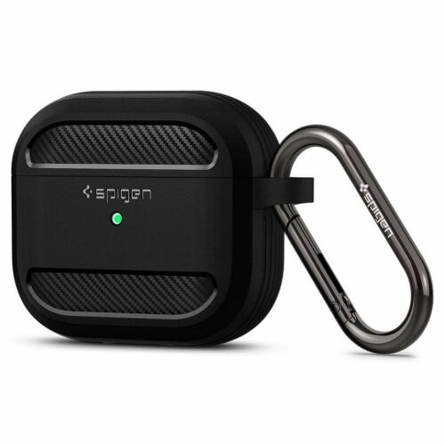 Spigen Rugged Armor Czarne etui do Apple AirPods 3 z karabińczykiem
