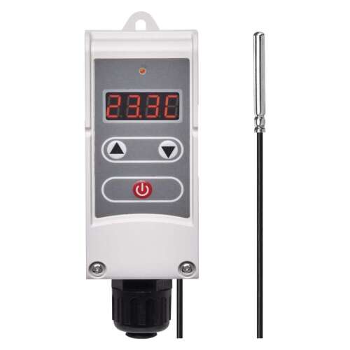 Termostat Emos P5684 cu senzor capilar, alb, cu afișaj digital și senzor de temperatură