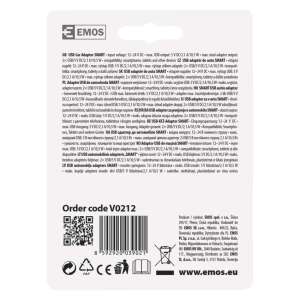 EMOS autós töltő hátsó csomagolás - Autós töltő