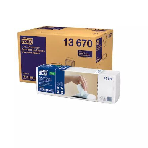 Tork szalvéta adagolós N4 "Xpressnap" Premium Extra soft levélmintás fehér, 2r., 1/4, 21,3X33cm, 500db/csg, 4000db/karton 126673363