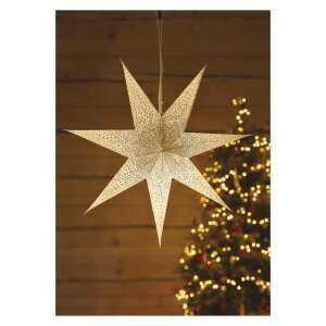 LED-Papierstern, 60 cm, silberner Glitzer, weiß, für den Innenbereich - Weihnachten