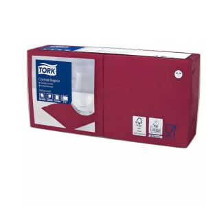 Tork szalvéta koktél, 24/2 BORDÓ, 200 lap/csg, 12csg/karton 126673437 - Tork