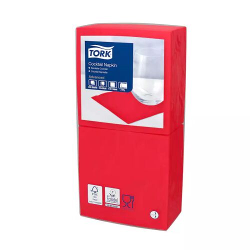 Tork szalvéta koktél, 24/2 PIROS, 200 lap/csg, 12csg/karton 126673438