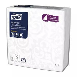 Tork serwetka o wyglądzie tekstylnym Elegance, 40/1 biała, ARABESQUE, 50 sztuk/opakowanie, 10 opakowań/karton 126673457 - Tork