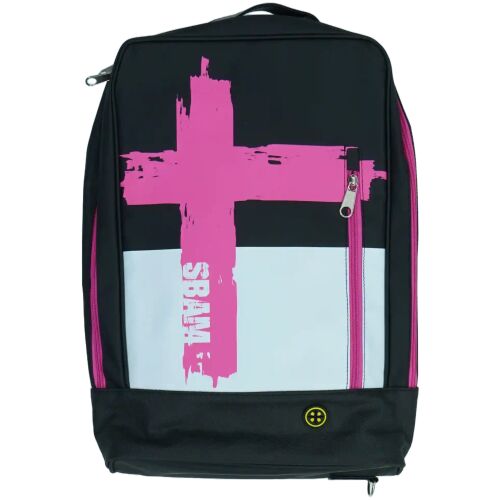 SRAM черна и бяла чанта с розов кръст