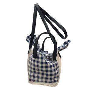 Prozirna silikonska torba s plavo-bijelom kariranom unutarnjom torbom i crnim ručkama - OVS