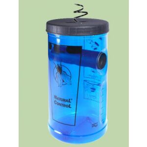 Natural Control légycsapda, kék műanyag tartály fekete fedéllel, legyek fogására kertekben, teraszokon és más kültéri területeken - Rovarcsapda
