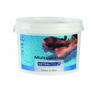 AstralPool Multi-action 1kg medence klór tabletták, 200g tabletták, 10 funkció, fertőtlenítő, algaölő, baktériumölő, pH csökkentő, stabilizáló, vízkőoldó - Klór tabletta