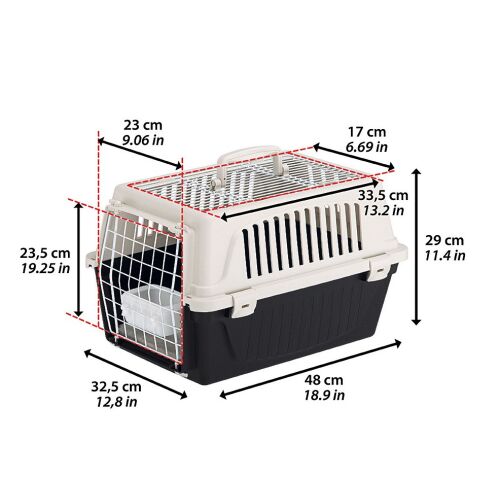 Ferplast ATLAS 10 EL állatszállító, olajzöld, 48 x 32,5 x 29 cm, macskáknak és kisméretű kutyáknak, max. 5 kg