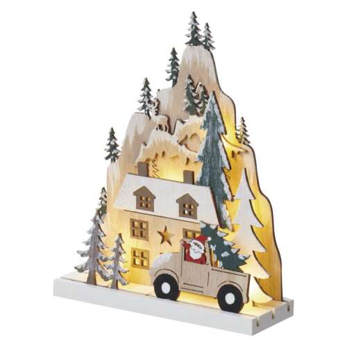 Emos LED vianočná dedinka so Santa Clausom, teplé biele svetlá, 22 cm, na batérie, do interiéru