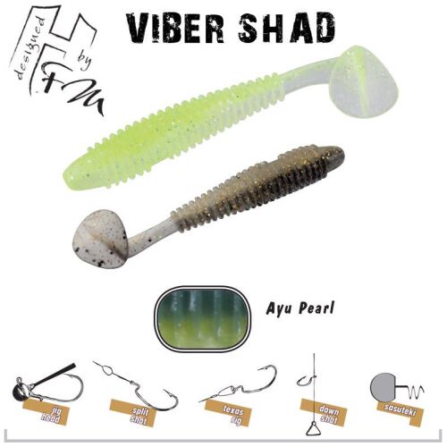 Viber Shad 3.8" 9.7cm Ayu Pearl gumicsali, horgászcsali, horgászfelszerelés - Gumicsali és twister